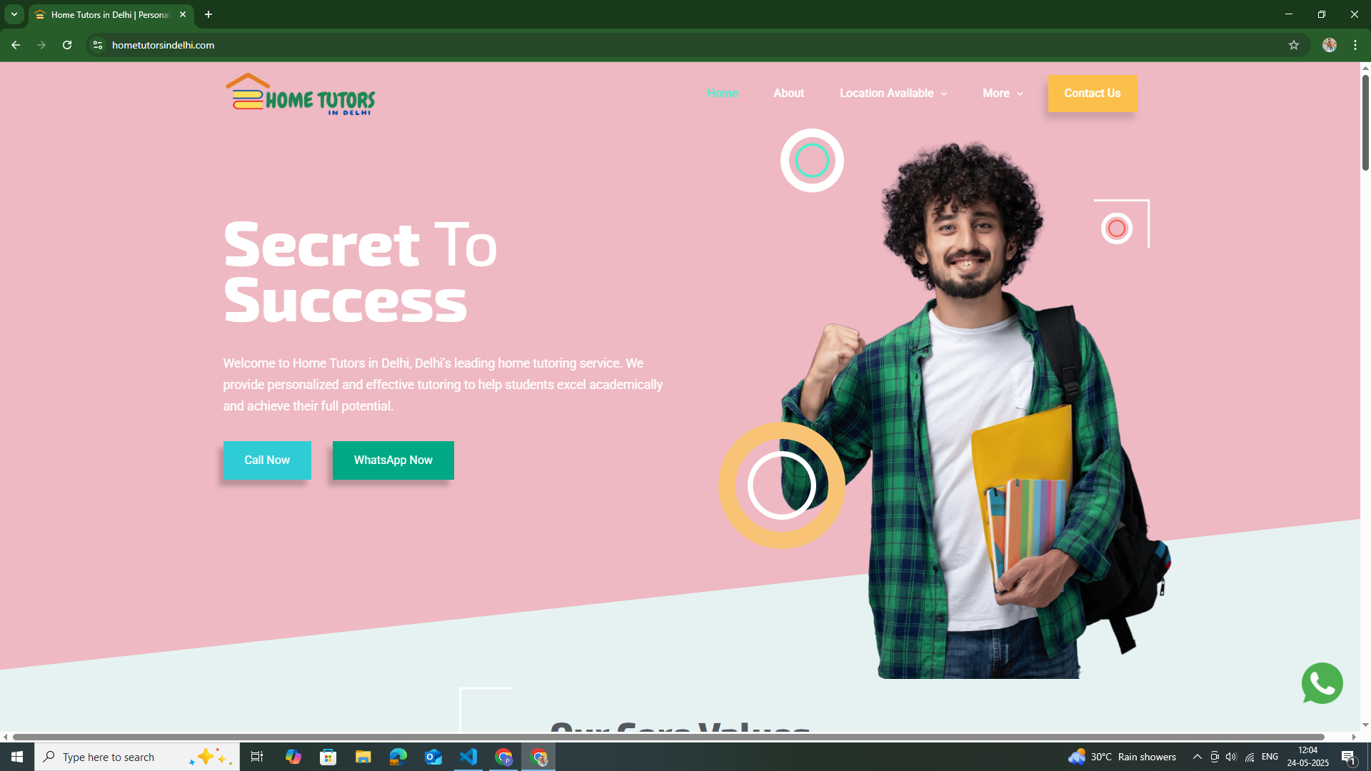Home Tutors in Delhi Website Screenshot